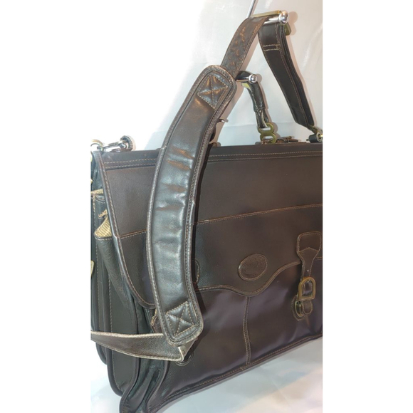 Santa Fe Airline Int.'l DILANA Flapover Brief Leather Satchel - Picture 3 of 14